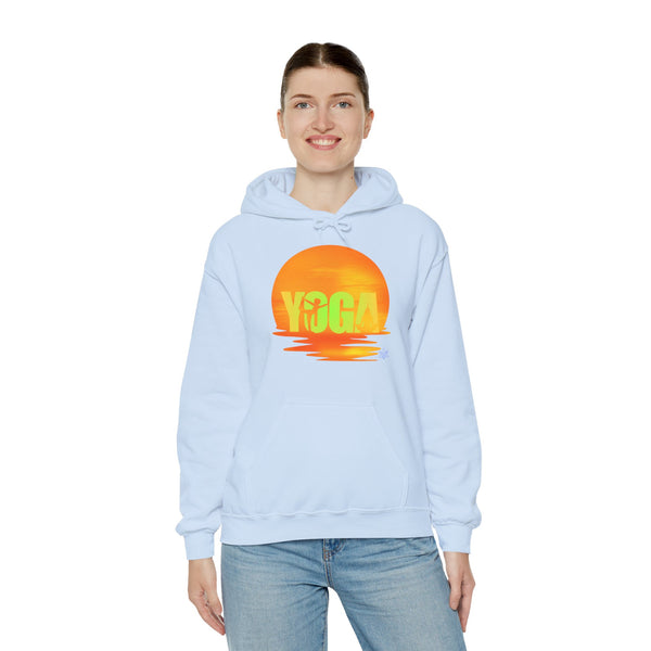 Yoga Sunset hoodie,  Yoga heavy blend hoodie with Kangaroo pocket, full colour, 6 colours, 50% Cotton and 50% Polyester, AUS-CAN-USA warehouse, local post.