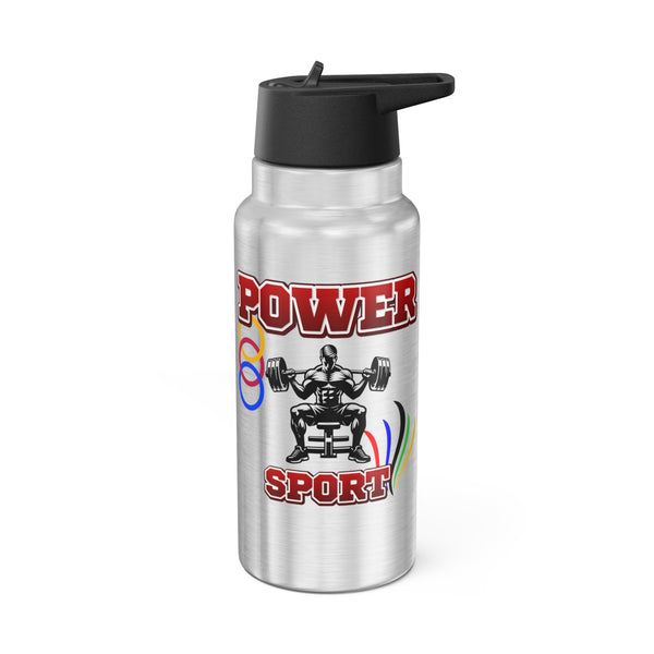 Water Bottle or Favourite beverage, Power Sport water bottle, Drinking straw included, Stainless steel bottle, Gator Tumbler, 32oz (0.95L), US Post.