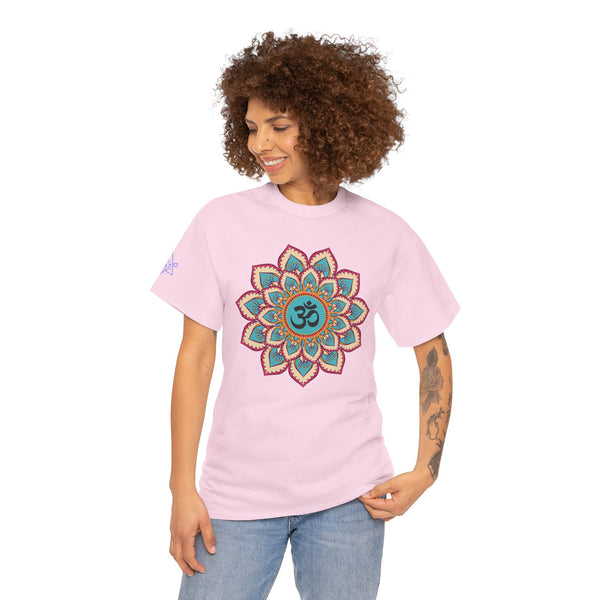 Floral Mandala T-shirt, OM symbol T-shirt, Heavy Cotton Tee, 7 different colours, 100% Cotton.