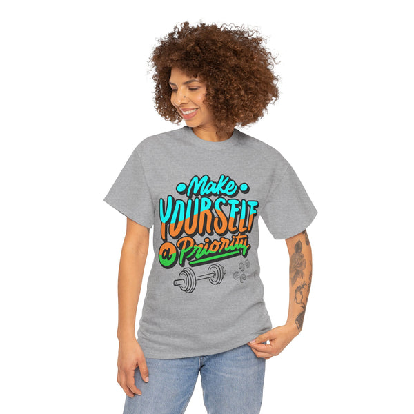 Make yourself a priority T-shirt, Gym T-shirt Heavy Cotton Tee, 8 colours, different sizes, Top Quality cotton, AU warehouse