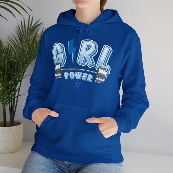 Girl Power hoodie,  Gym heavy blend hoodie with Kangaroo pocket, full colour, 6 colours, 50% Cotton and 50% Polyester.