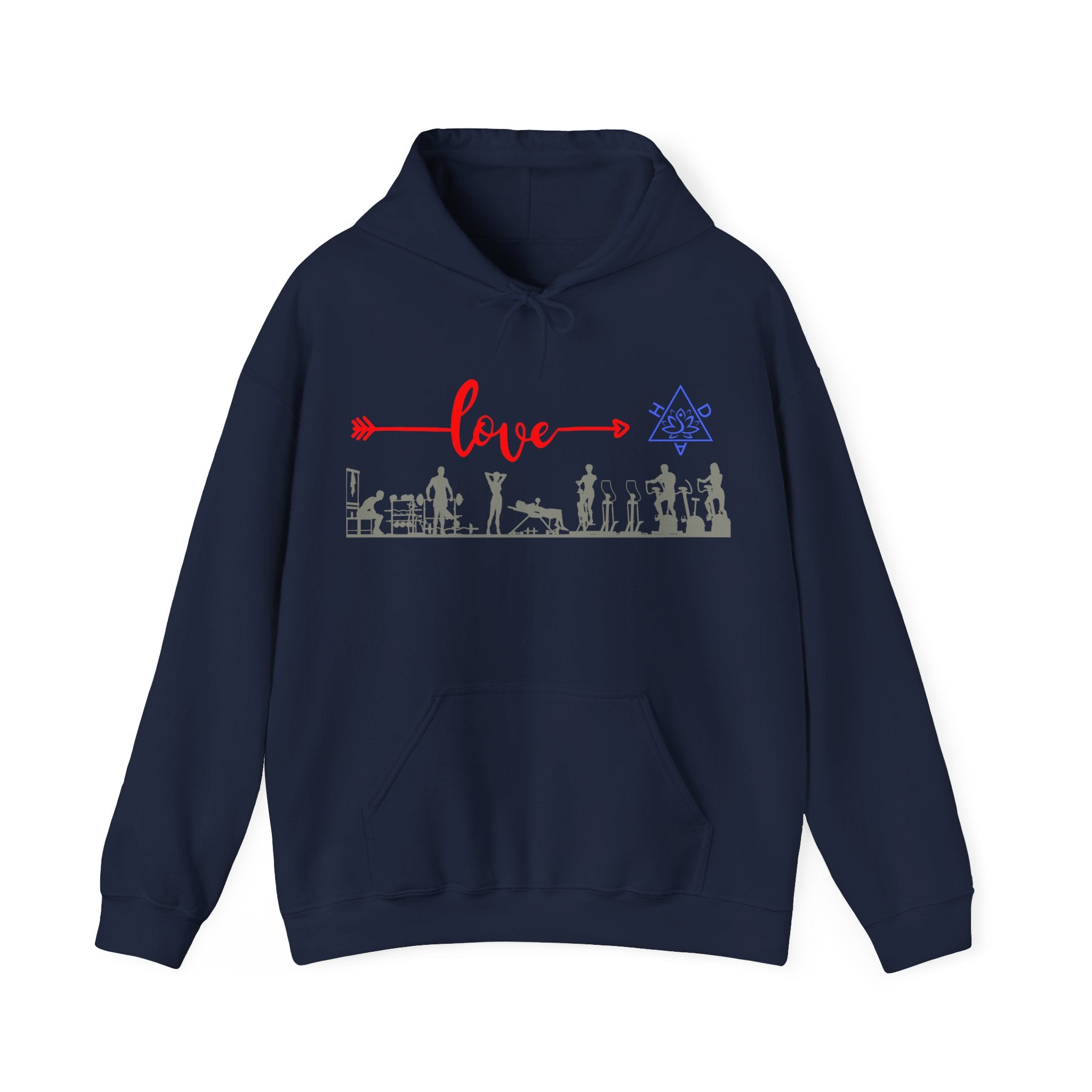 Love Gym Hoodie, Gym  Heavy Blend hoodie with Kangaroo pocket, 5 Colours, 50% Cotton and 50% Polyester.