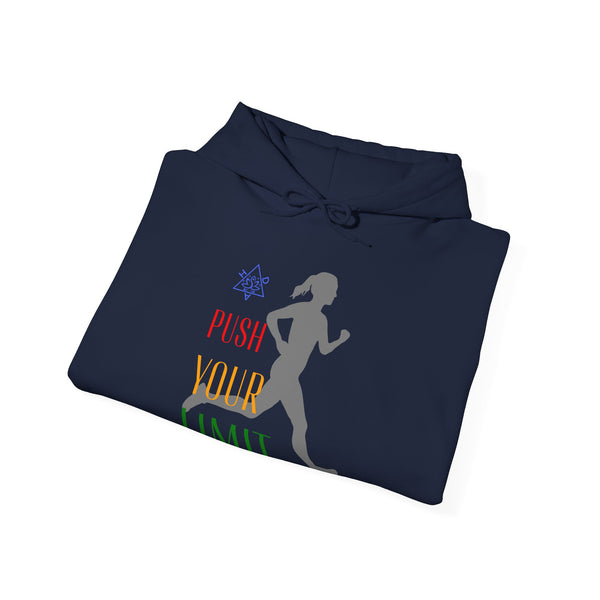 Push your limit Hoodie, Runner hoodie,  heavy blend hoodie with Kangaroo pocket, 5 Colours, 50% Cotton and 50% Polyester.