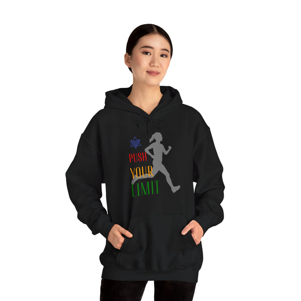 Push your limit Hoodie, Runner hoodie,  heavy blend hoodie with Kangaroo pocket, 5 Colours, 50% Cotton and 50% Polyester.