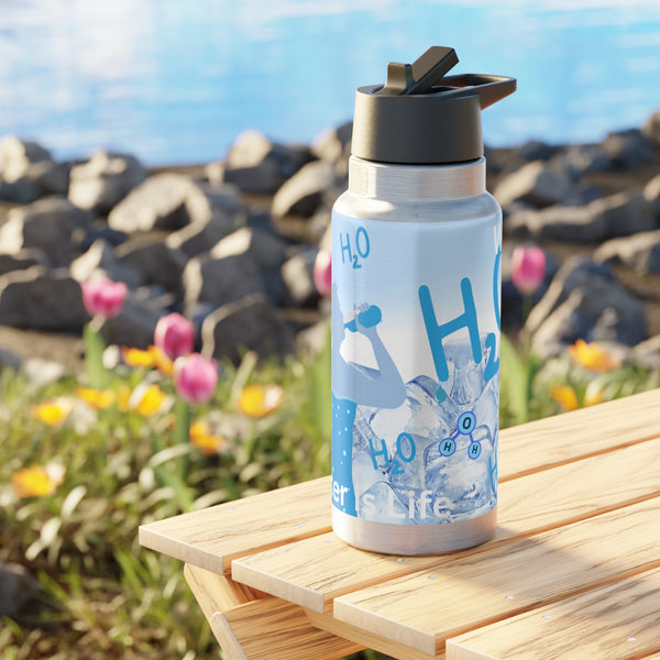 Water Bottle or Favourite beverage, Drinking straw included, Stainless steel bottle, Gator Tumbler, 32oz (0.95L), US Post.