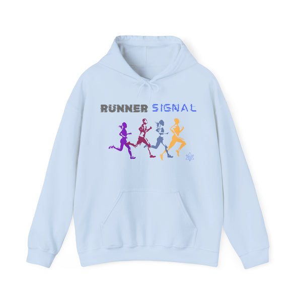 Runner signal hoodie,  Runner heavy blend hoodie with Kangaroo pocket, printed full colour, 6 colours, 50% Cotton and 50% Polyester.