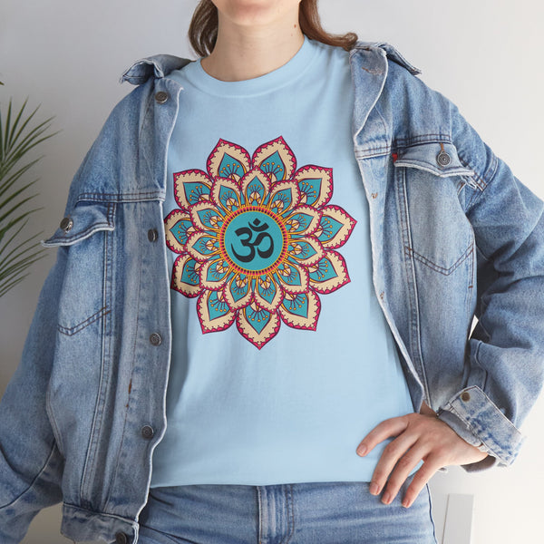 Floral Mandala T-shirt, OM symbol T-shirt, Heavy Cotton Tee, 7 different colours, Top quality Cotton.