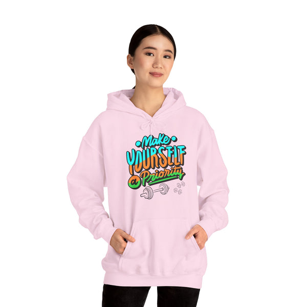 Make yourself a priority Hoodie, Gym Hoodie, Heavy Blend™ Hooded Sweatshirt, Kangaroo pocket, 6 colours, AU warehouse.