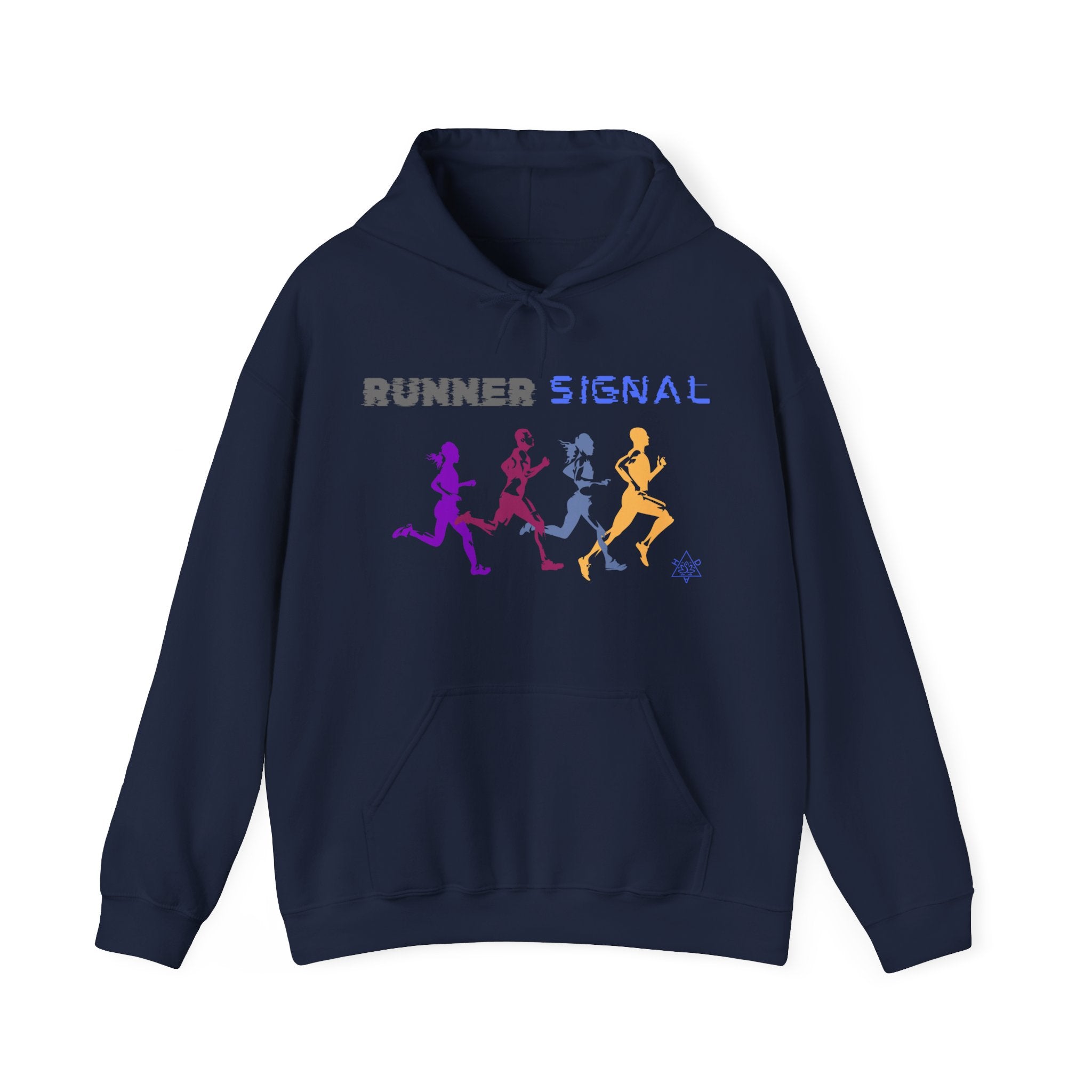 Runner signal hoodie,  Runner heavy blend hoodie with Kangaroo pocket, printed full colour, 6 colours, 50% Cotton and 50% Polyester.