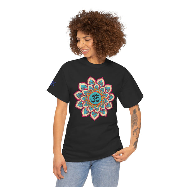Floral Mandala T-shirt, OM symbol T-shirt, Heavy Cotton Tee, 7 different colours, 100% Cotton.