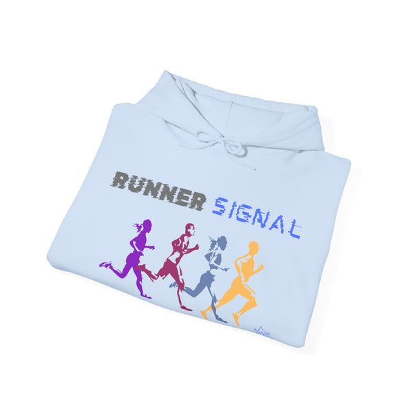 Runner signal hoodie,  Runner heavy blend hoodie with Kangaroo pocket, printed full colour, 6 colours, 50% Cotton and 50% Polyester.