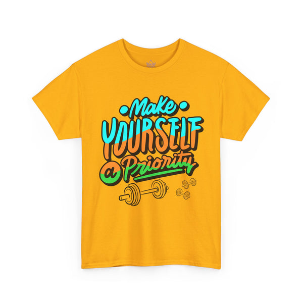 Make yourself a priority T-shirt, Gym T-shirt Heavy Cotton Tee, 8 colours, different sizes, Top Quality cotton, AU warehouse
