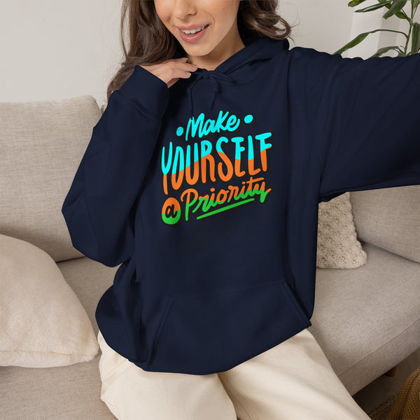 Make yourself a priority Hoodie, Gym Hoodie, Heavy Blend™ Hooded Sweatshirt, Kangaroo pocket, 6 colours, AU warehouse.