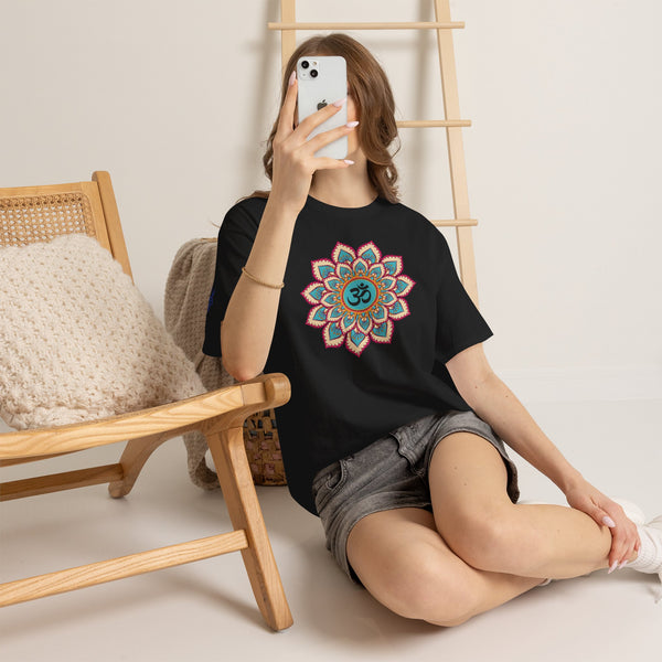 Floral Mandala T-shirt, OM symbol T-shirt, Heavy Cotton Tee, 7 different colours, 100% Cotton.