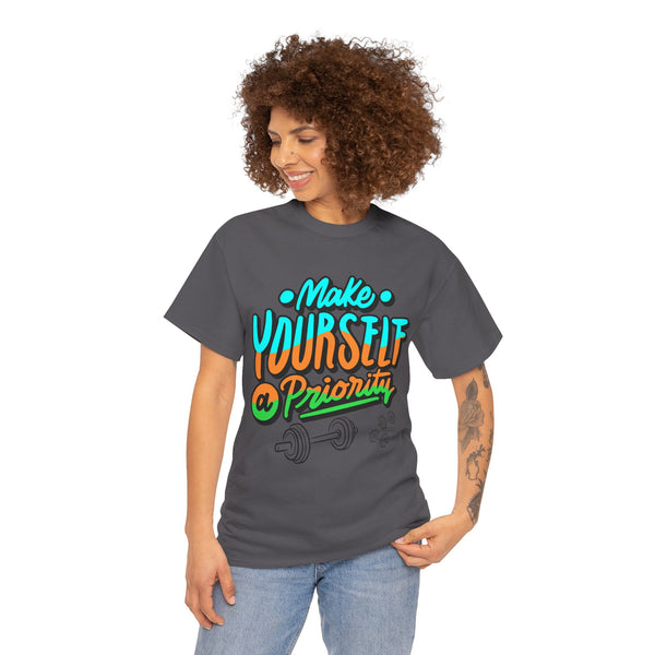 Make yourself a priority T-shirt, Gym T-shirt Heavy Cotton Tee, 8 colours, different sizes, Top Quality cotton, AU warehouse