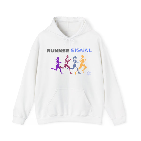 Runner signal hoodie,  Runner heavy blend hoodie with Kangaroo pocket, printed full colour, 6 colours, 50% Cotton and 50% Polyester.