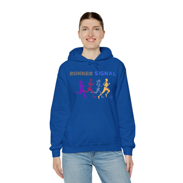 Runner signal hoodie,  Runner heavy blend hoodie with Kangaroo pocket, printed full colour, 6 colours, 50% Cotton and 50% Polyester.