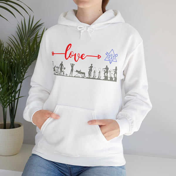 Love Gym Hoodie, Gym  Heavy Blend hoodie with Kangaroo pocket, 5 Colours, 50% Cotton and 50% Polyester.