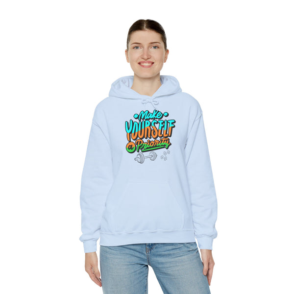 Make yourself a priority Hoodie, Gym Hoodie, Heavy Blend™ Hooded Sweatshirt, Kangaroo pocket, 6 colours, AU warehouse.