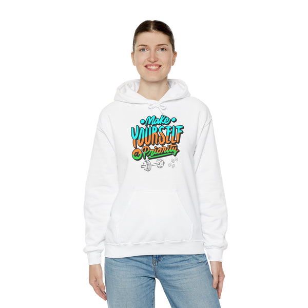 Make yourself a priority Hoodie, Gym Hoodie, Heavy Blend™ Hooded Sweatshirt, Kangaroo pocket, 6 colours, AU warehouse.