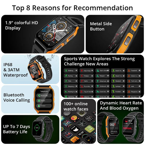 Smart Fitness Tracker & Health Monitoring, Full Touchscreen and Bluetooth for Android & iOS | AUS Shipping.