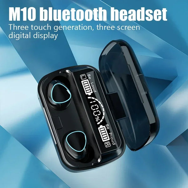 Wireless Earbuds, Bluetooth Headset, Bluetooth Headphones, Mic, Powerful Battery 3200mAh, USB Charger Box, LED Display.