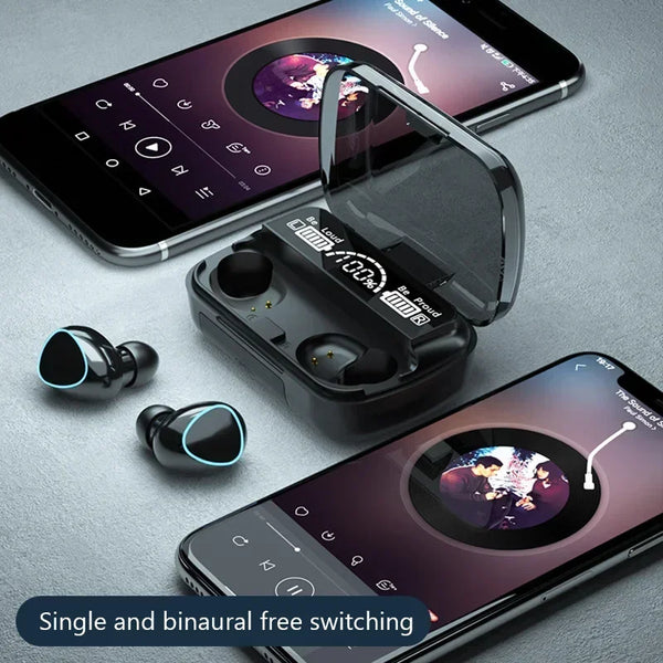 Wireless Earbuds, Bluetooth Headset, Bluetooth Headphones, Mic, Powerful Battery 3200mAh, USB Charger Box, LED Display.