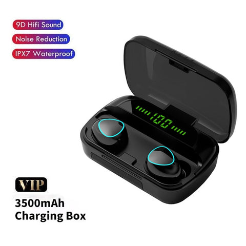 Wireless Earbuds, Bluetooth Headset, Bluetooth Headphones, Mic, Powerful Battery 3200mAh, USB Charger Box, LED Display.