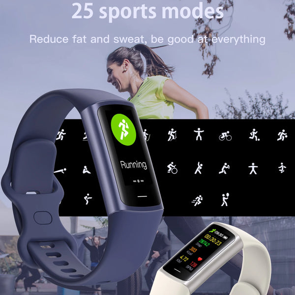 Smart Bracelet Fitness Tracker for Women or Man, Multi-Sports mode, Step Counter, Blood Oxygen, Sports mode,  USB rechargeable, Free App Easy to use.