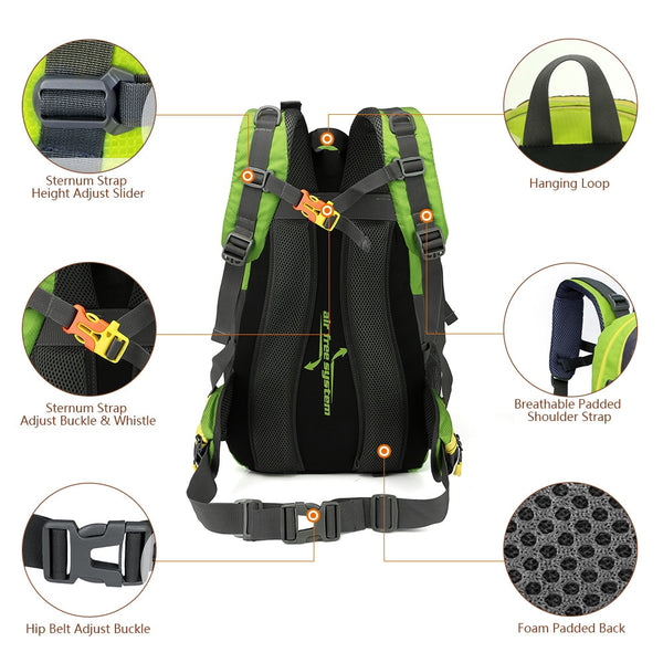Gym Backpack 20L capacity and Waterproof, it's ideal for many others activities like: Hiking, Trekking, Climbing, Cyclist, Travel.